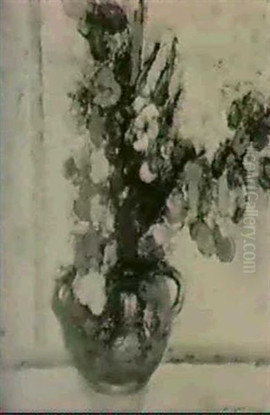 Still Life With Iris Oil Painting by Abram Molarsky