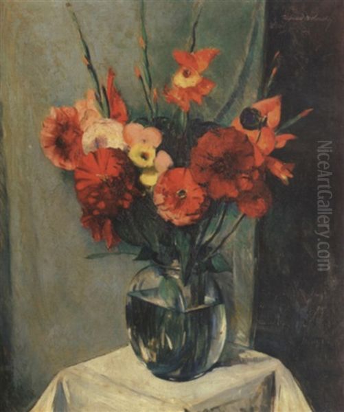 Spring Bouquet In Glass Vase Oil Painting by Maurice, Morris Molarsky
