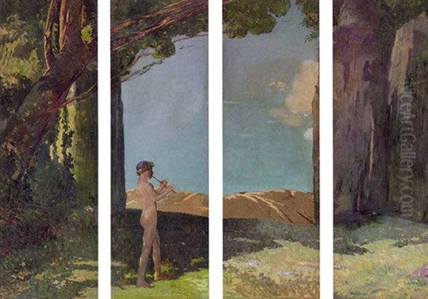 The Pipes Of Pan Oil Painting by Maurice, Morris Molarsky