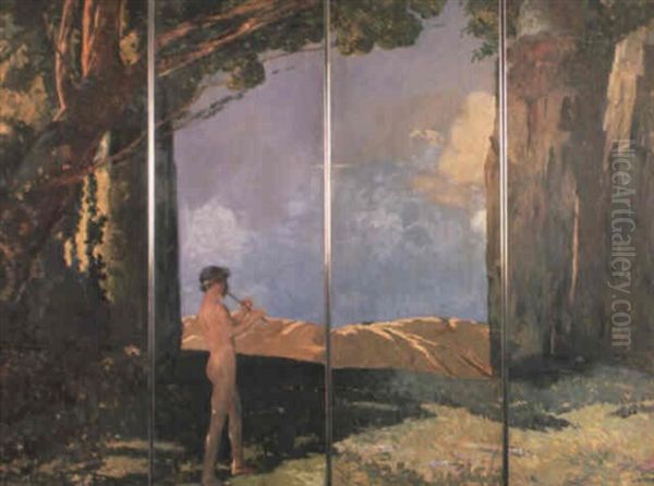 Pan Oil Painting by Maurice, Morris Molarsky