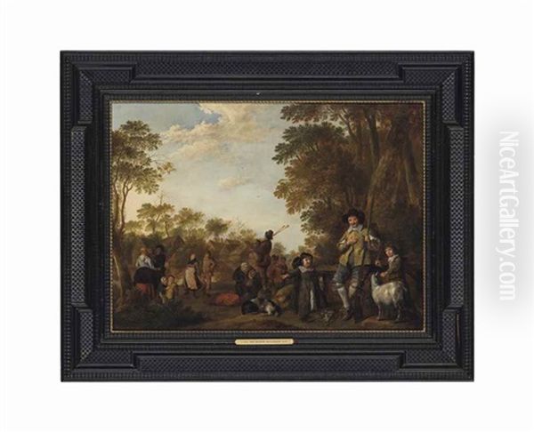 A Wooded Landscape With Peasants Playing Music And Merry-making Oil Painting by Jan Miense Molenaer
