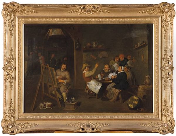 Peintre Au Travail Dans Une Auberge Animee Oil Painting by Jan Miense Molenaer