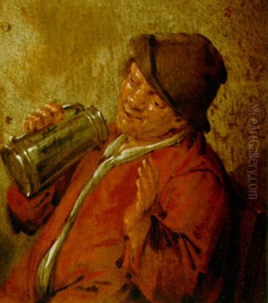 A Man Drinking From A Jug Oil Painting by Jan Miense Molenaer