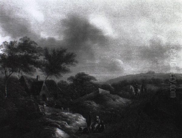 Hugellandschaft Mit Rastenden Bauern Oil Painting by Nicolaes Molenaer