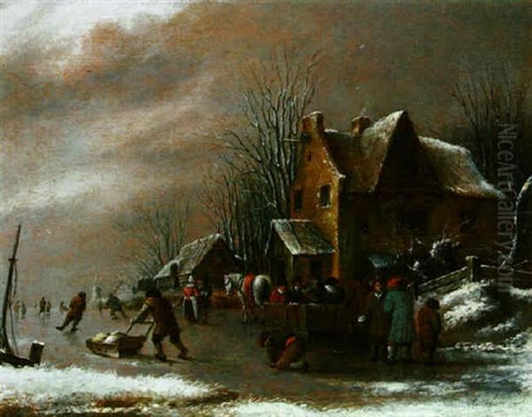 Eisvergnugen Oil Painting by Nicolaes Molenaer