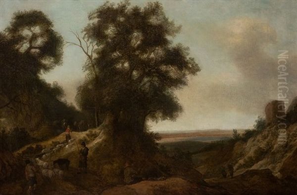 Paisaje Con Personajes Y Ganado Oil Painting by Pieter De Molijn