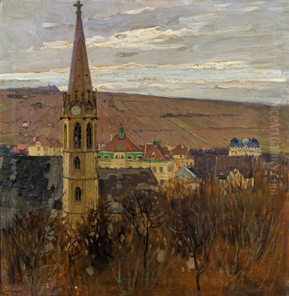 Blick Auf Die Heiligenstadter Kirche Oil Painting by Carl Moll