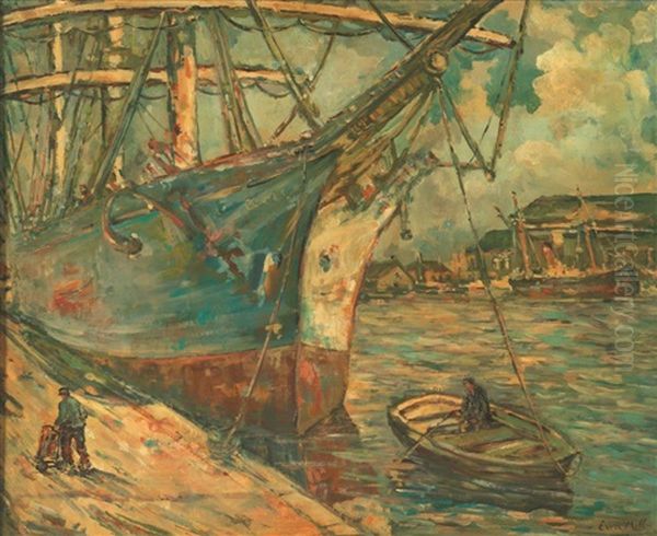 Hafenansicht Mit Grossegler Oil Painting by Evert Moll