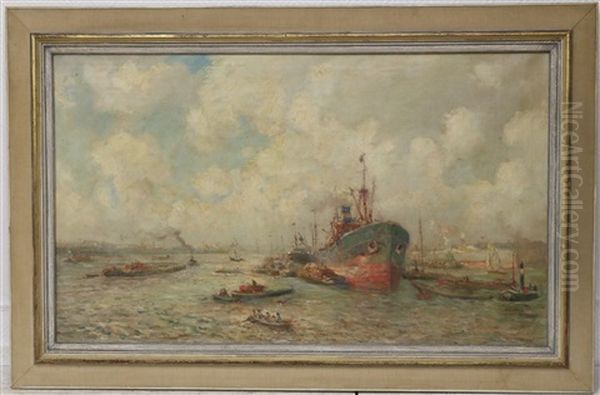 Havengezicht Rotterdam Oil Painting by Evert Moll