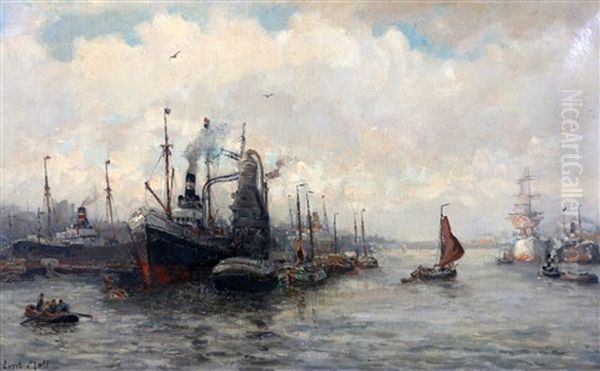 Havengezicht Met Graanelevator Oil Painting by Evert Moll