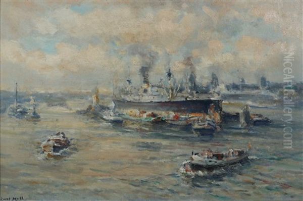 Bedrijvigheid In De Haven Oil Painting by Evert Moll