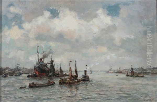 Gezicht Op De Maas Te Rotterdam Oil Painting by Evert Moll