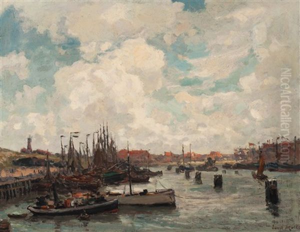The Old Harbour Of Scheveningen Oil Painting by Evert Moll