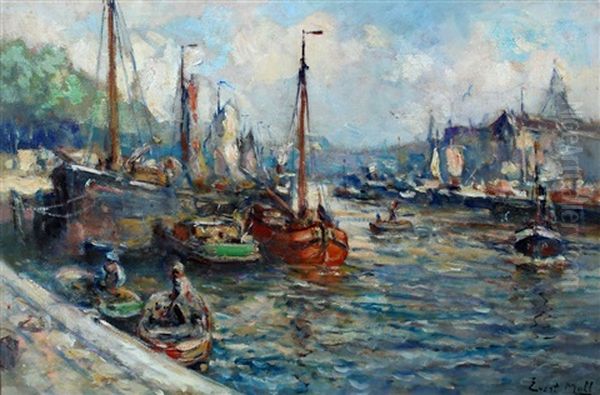 Binnenhaven Oil Painting by Evert Moll