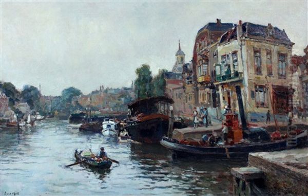 Gezicht Op Een Binnenhaven Oil Painting by Evert Moll