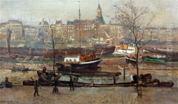 Maaskade Met Personen Oil Painting by Evert Moll