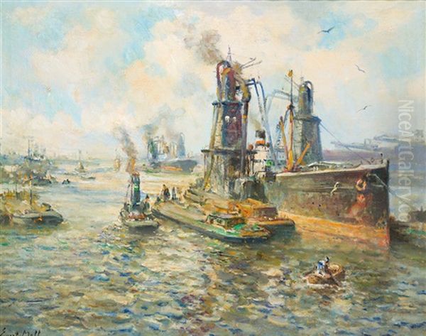 Hafen Von Rotterdam Oil Painting by Evert Moll