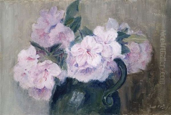 Stilleben Mit Rhododendren In Einem Krug Oil Painting by Evert Moll