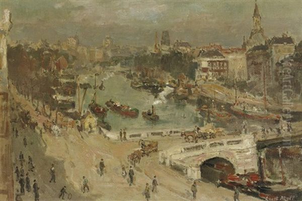 Zonnige Wintermorgen Leuvehaven Rotterdam Oil Painting by Evert Moll