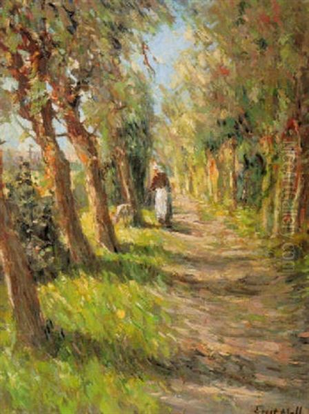 Boerin Op Landweg Oil Painting by Evert Moll