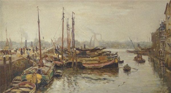 The Harbour Of Dordrecht Oil Painting by Evert Moll