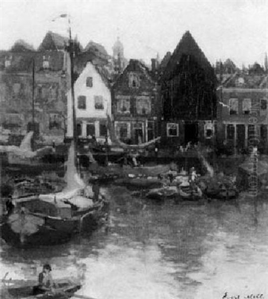 Niederlandische Hafenstadt Oil Painting by Evert Moll