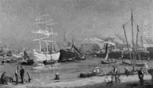 Weises Segelschiff Im Hafen Von Rotterdam Oil Painting by Evert Moll