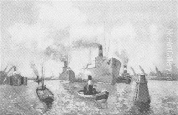 Hafen Von Rotterdam (?) Oil Painting by Evert Moll