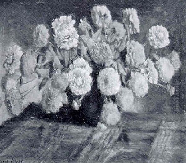 Dahlias In A Vase Oil Painting by Evert Moll