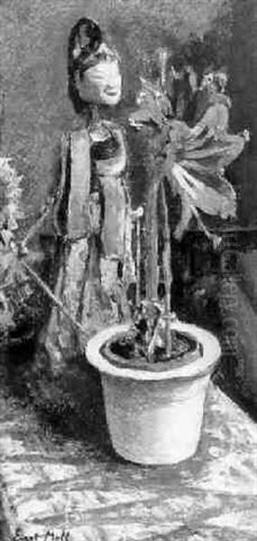 A Still Life With A Wayang Puppet Oil Painting by Evert Moll