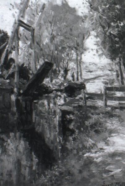 A Drawbridge Oil Painting by Evert Moll