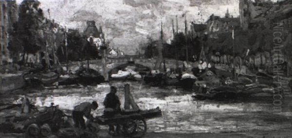 Stadsgezicht Rotterdam Oil Painting by Evert Moll