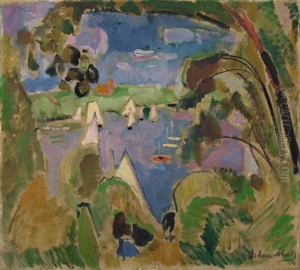 Blick Auf Die Havel, Grosses Fenster, Berlin Oil Painting by Oskar Moll