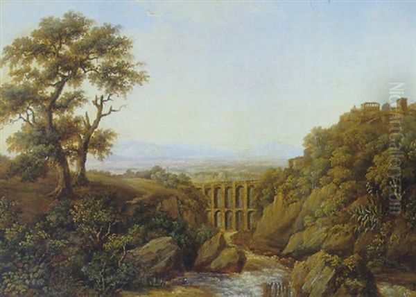 Fra Den Romerske Campagne Ved Tivoli Oil Painting by Jens Peter (I.P.) Moeller