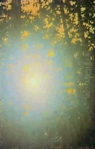 Le Soleil. Foret De Fontaine- Bleau Oil Painting by Valdemar Schonheyder Moller