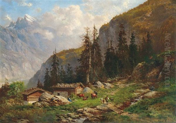 View Of The Alpss Oil Painting by Jozsef Molnar