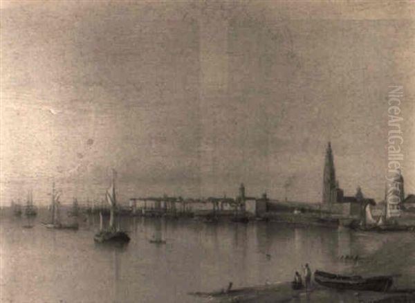 Vue Du Port D'anvers Oil Painting by Florent Mols