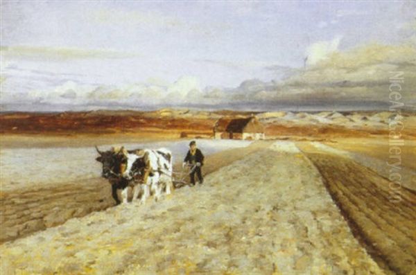 Plojescene, Ulfborg Hede Oil Painting by Niels Pedersen Mols