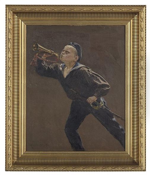 Sailor Blowing His Horn Oil Painting by Christian Molsted
