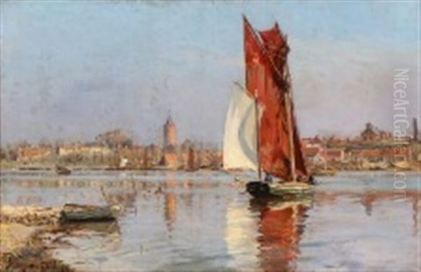 View Over The North Harbour In Vordinborg, Denmark Oil Painting by Christian Molsted