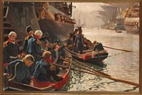The English Leads The Danish Fleet Out Of The Harbor Oil Painting by Christian Molsted