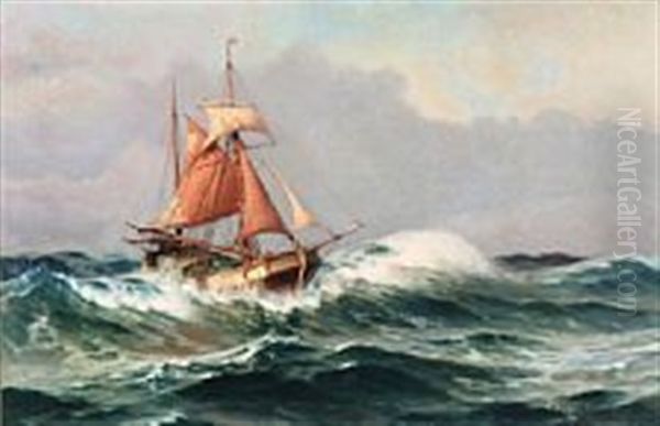 En Kuf I Nordsoen, Sildig Eftermiddag Oil Painting by Christian Molsted