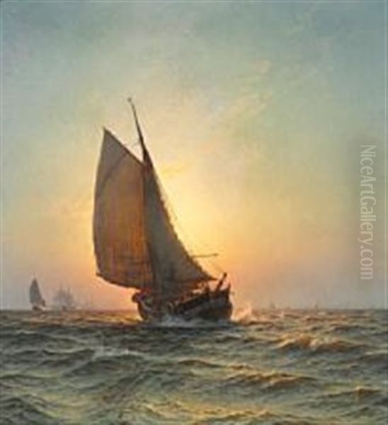 Solopgang I Drogden Oil Painting by Christian Molsted