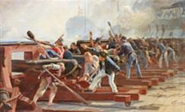 The Battle Of Copenhagen 1801 Oil Painting by Christian Molsted