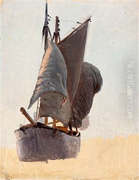A Sail Boat Oil Painting by Christian Molsted