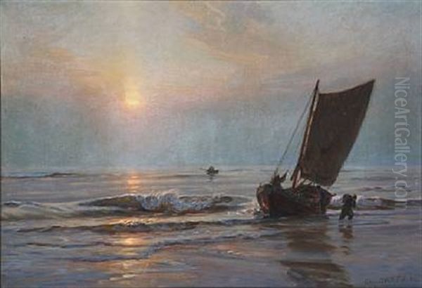 Stille Aften Ved Vesterhavet Oil Painting by Christian Molsted