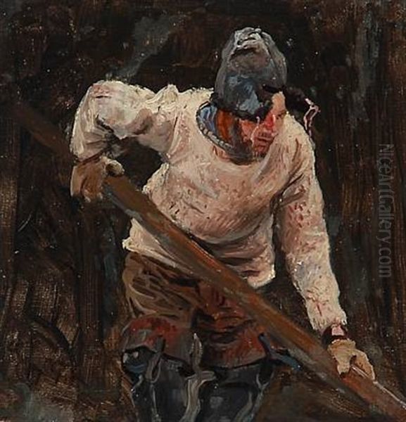 Sketch For Peder Bredals Skibe Ises Ud Af Nyborg Fjord Oil Painting by Christian Molsted