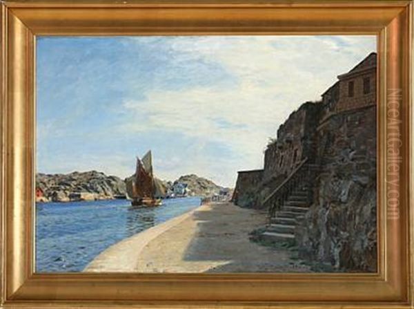 Det Gamle Havnefort Ved Det Nordre Indlob Til Marstrand (the Old Harbour Fort At Marstrand) Oil Painting by Christian Molsted