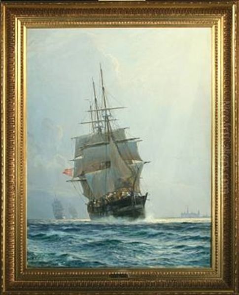 Frigates At Sea Oil Painting by Christian Molsted