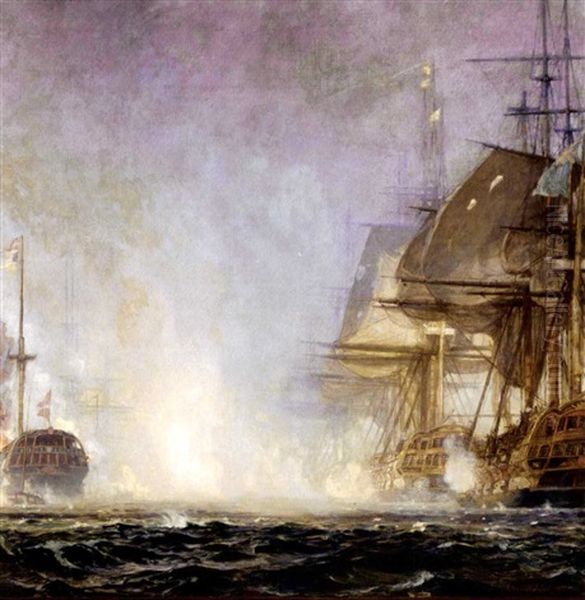 The Battle Of Copenhagen Oil Painting by Christian Molsted